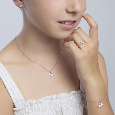 Girocollo per bambina in argento con unicorno smaltato UNICORNO MAGICO