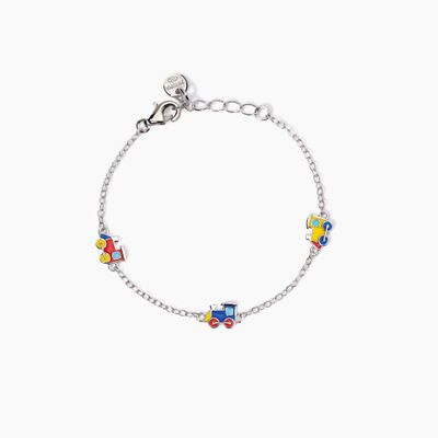 Bracciale per bambini in argento con trenini smaltati Ciuf Ciuf Bracciale per bambini in argento con trenini smaltati Ciuf Ciuf