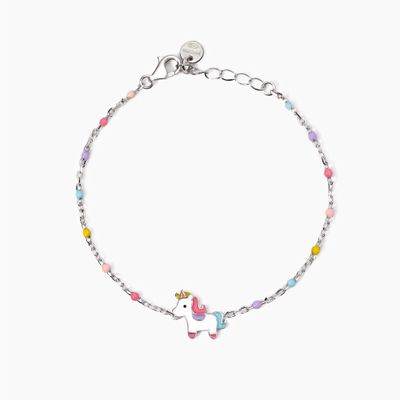 Bracciale da bambina in argento con catena e unicorno Unicorno Magico Bracciale da bambina in argento con catena e unicorno Unicorno Magico