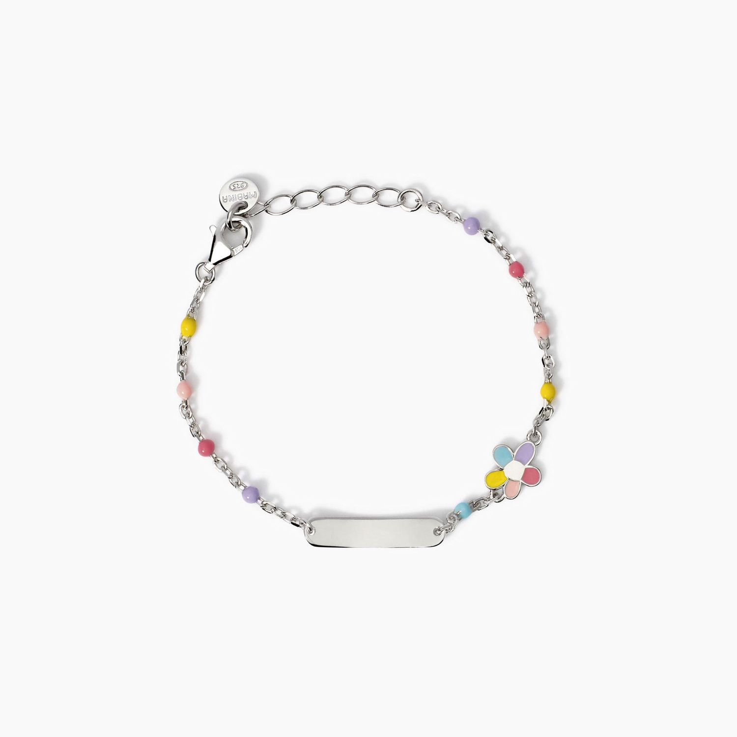 Bracciale da bambina con targhetta incidibile e fiorellino Bloom-Tag Bracciale da bambina con targhetta incidibile e fiorellino Bloom-Tag