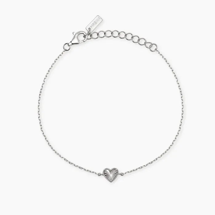 Bracciale in argento con catena forzatina e cuore VOILÀ