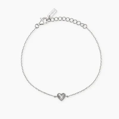 Bracciale in argento con catena forzatina e cuore VOILÀ Bracciale in argento con catena forzatina e cuore VOILÀ