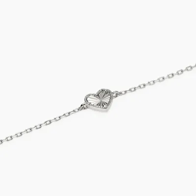 Bracciale in argento con catena forzatina e cuore VOILÀ
