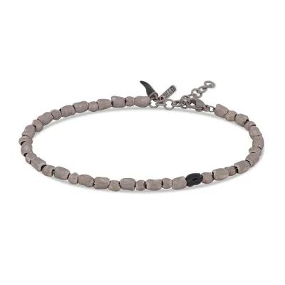 BRACCIALE UOMO CON SASSI PICCOLI IN TITANIO, SMALTO NERO E CORNETTO BRACCIALE UOMO CON SASSI PICCOLI IN TITANIO, SMALTO NERO E CORNETTO
