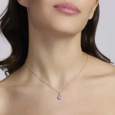 Girocollo da donna in argento con pendente a goccia e zirconi, BEATRICE