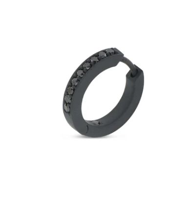 MONO ORECCHINO DA UOMO IN TITANIO NERO CON BRILLANTI NERI MONO ORECCHINO DA UOMO IN TITANIO NERO CON BRILLANTI NERI