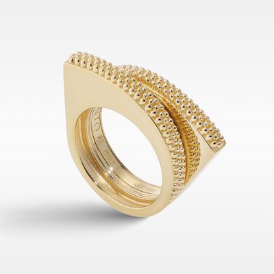 Anello pixel argento dorato Anello pixel argento dorato