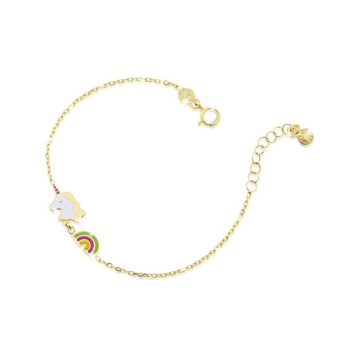 Bracciale Toys con arcobaleno e unicorno in oro giallo Bracciale Toys con arcobaleno e unicorno in oro giallo
