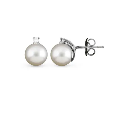 Orecchini perle Akoya ø 8,0 con diamante Orecchini perle Akoya ø 8,0 con diamante