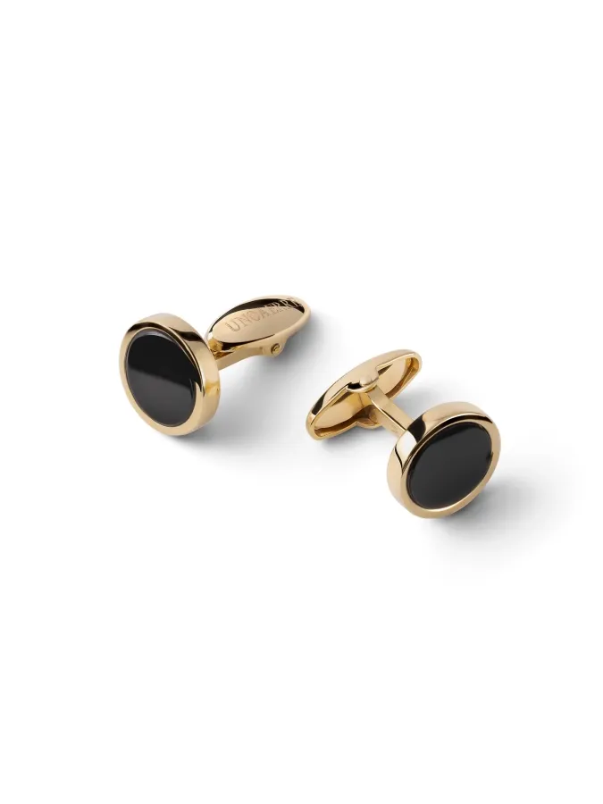 Gemelli in argento dorato e onice nera Gemelli in argento dorato e onice nera