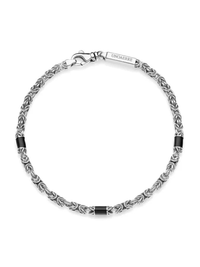 Bracciale uomo in argento e smalto nero Bracciale uomo in argento e smalto nero