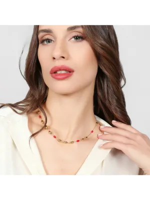 Collana Boule in argento dorato e corallo