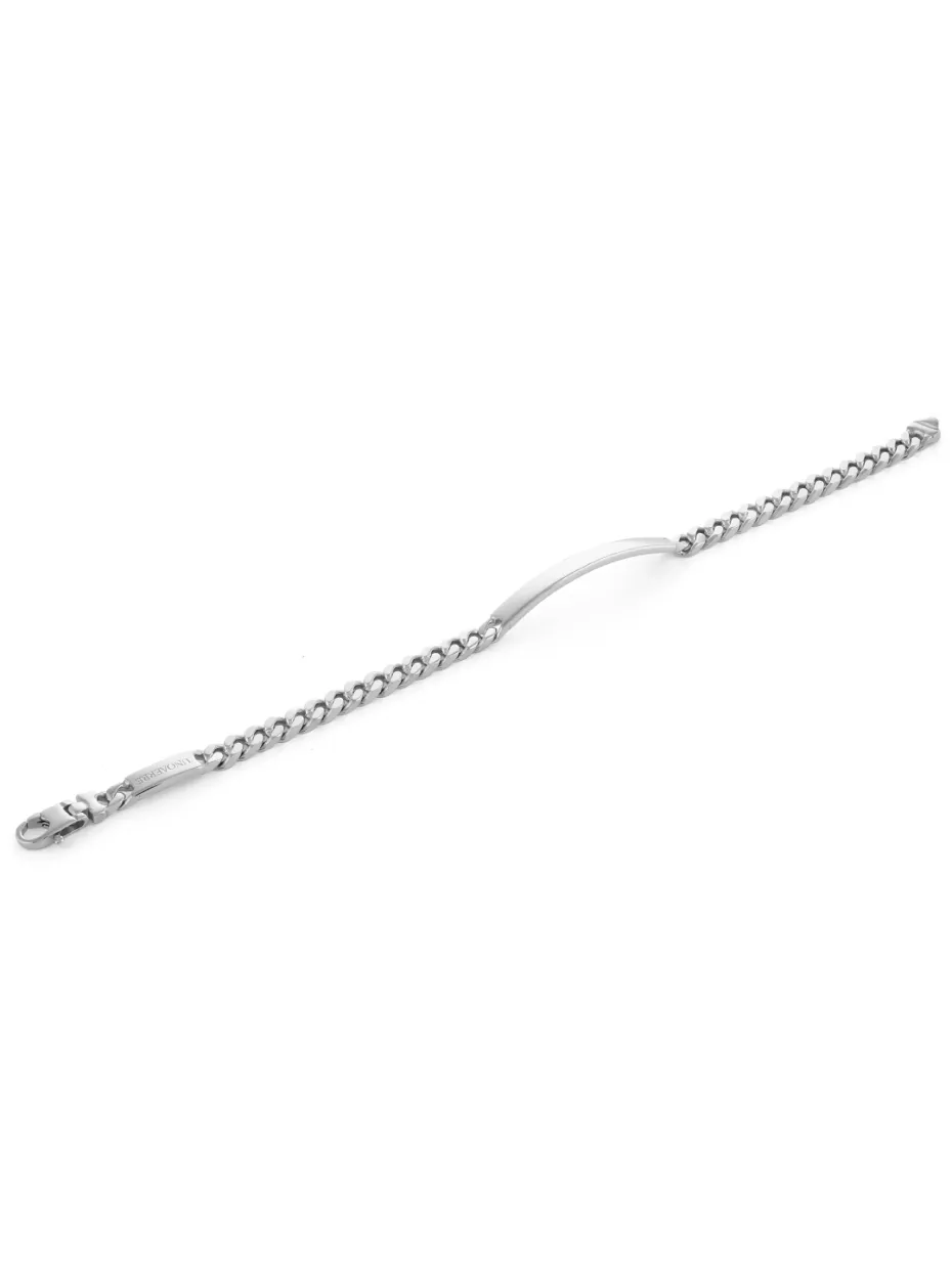 Bracciale in argento bianco con targhetta