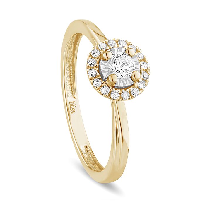 Anello "Meraviglia halo" oro giallo