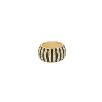 Anello fedina alta Trame con smalto nero n° 19 Anello fedina alta Trame con smalto nero n° 19