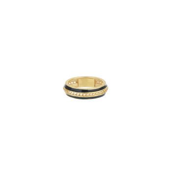 Anello fedina Trame con smalto nero Anello fedina Trame con smalto nero