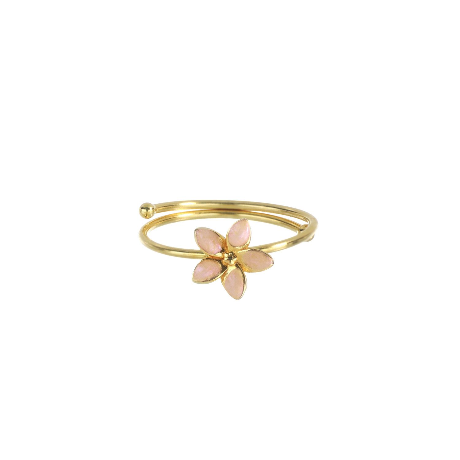 Anello fiore regolabile Segni di Te con smalto rosa perlato Anello fiore regolabile Segni di Te con smalto rosa perlato