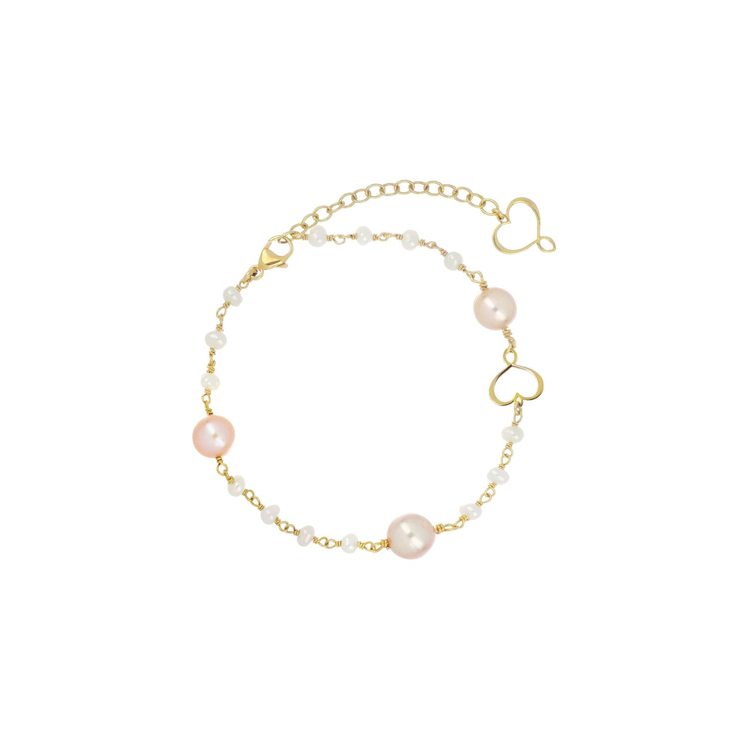 Bracciale Trame con rosario di perle bianche e rosa Bracciale Trame con rosario di perle bianche e rosa