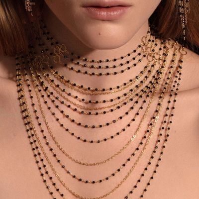 Girocollo/Chocker 3 fili Trame con rosario spinello
