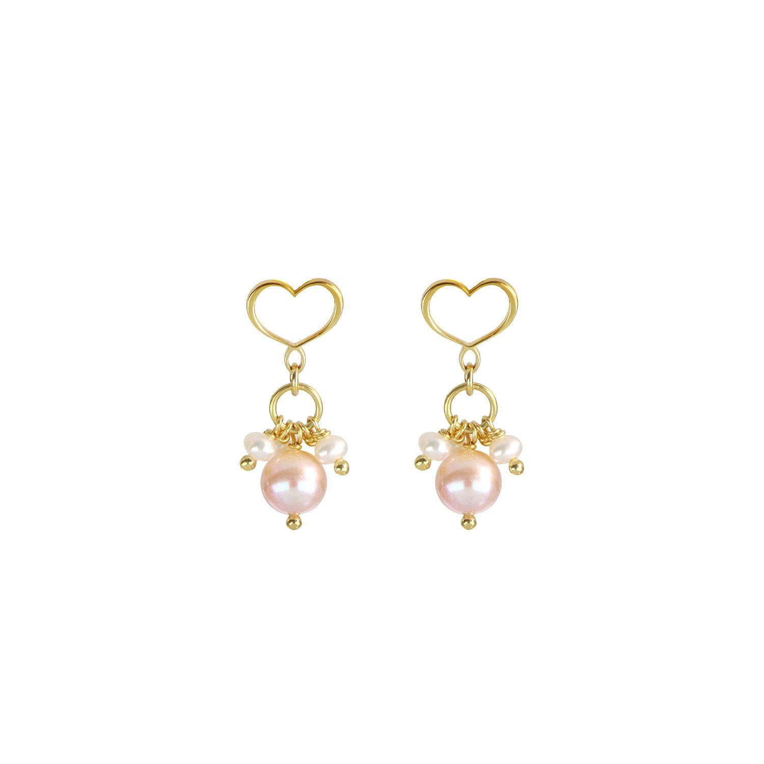 Orecchini lobo Trame con perle bianche e rosa Orecchini lobo Trame con perle bianche e rosa