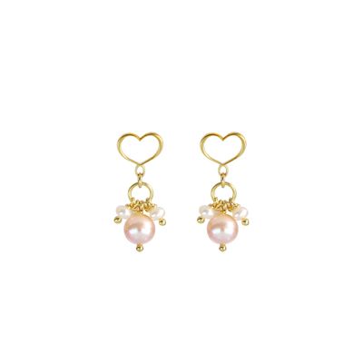 Orecchini lobo Trame con perle bianche e rosa Orecchini lobo Trame con perle bianche e rosa