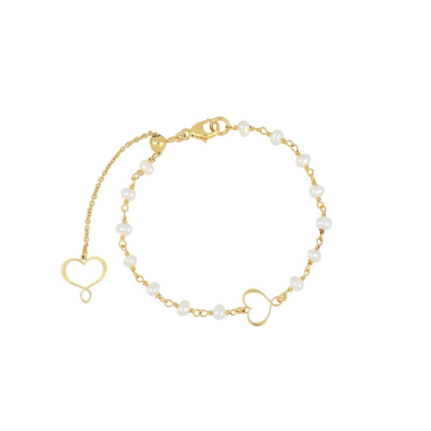 Bracciale Trame con rosario di perle bianche e cuore M&S passante Bracciale Trame con rosario di perle bianche e cuore M&S passante