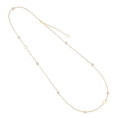 Collana Trame con rosario di perle bianche e rosa