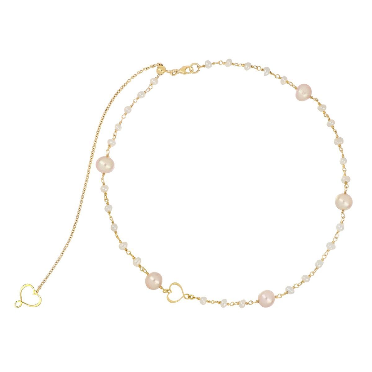 Girocollo Trame con rosario di perle bianche e rosa Girocollo Trame con rosario di perle bianche e rosa