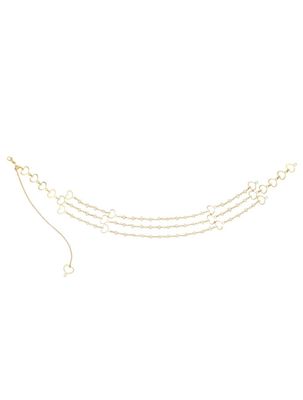 Girocollo/Chocker 3 fili Trame con rosario di perle bianche e catene Girocollo/Chocker 3 fili Trame con rosario di perle bianche e catene