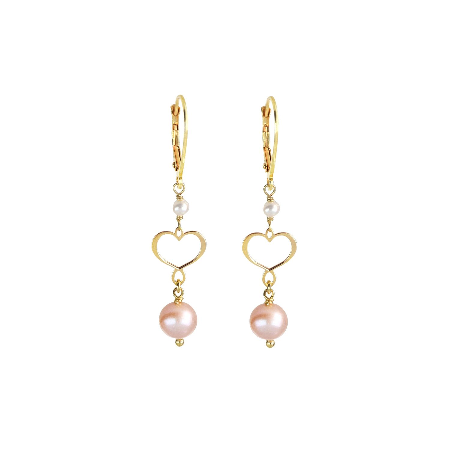 Orecchini monachella Trame con perle bianche e rosa Orecchini monachella Trame con perle bianche e rosa