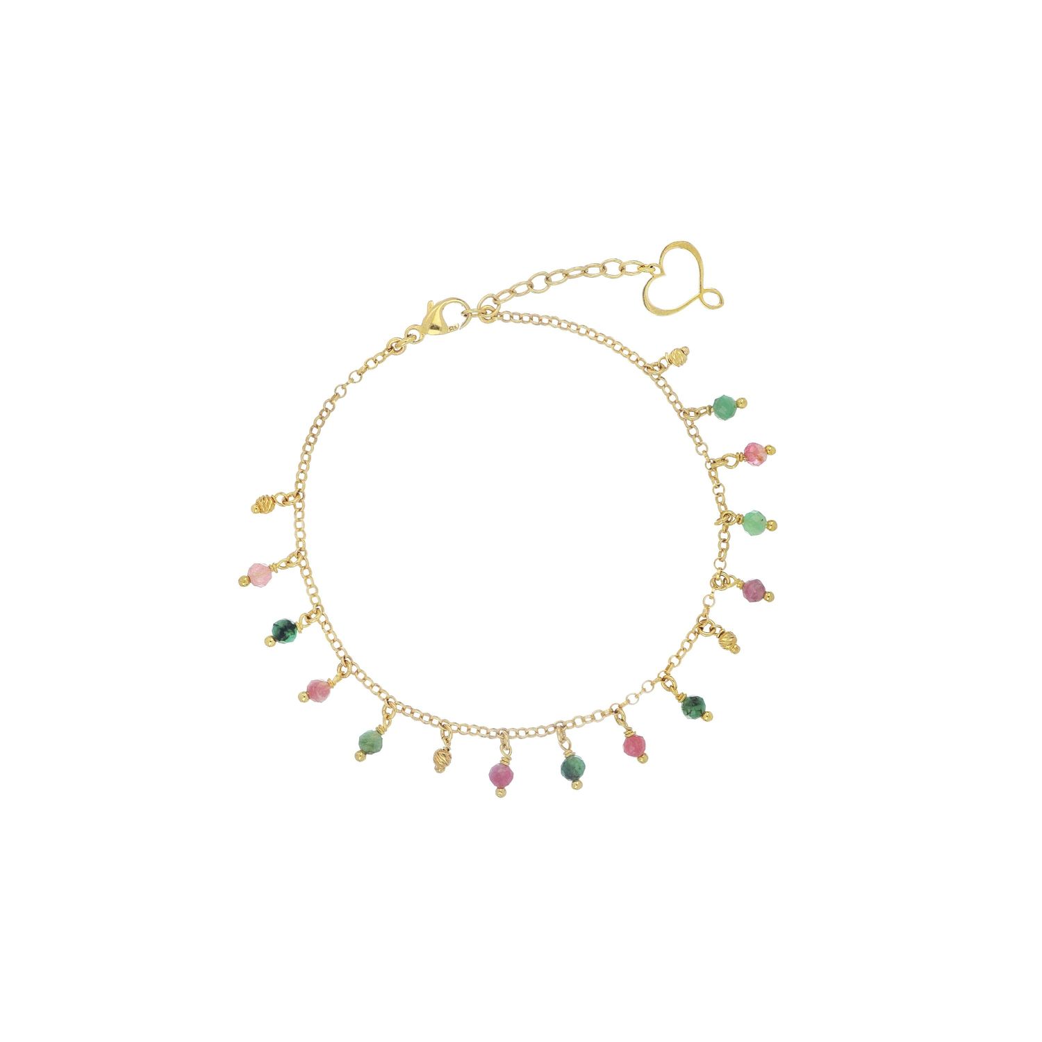 Bracciale con tormalina rosa e smeraldo Bracciale con tormalina rosa e smeraldo