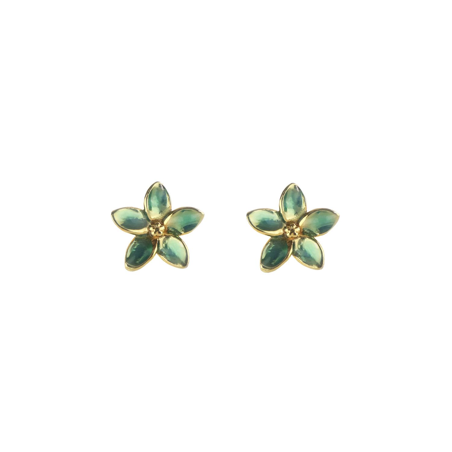 Orecchini lobo fiore smalto blu Orecchini lobo fiore smalto blu