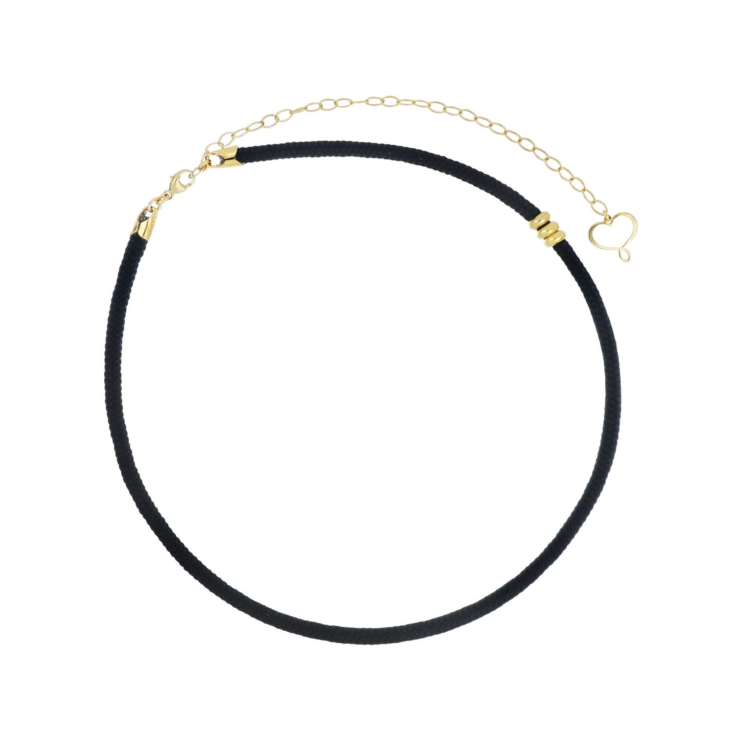 Girocollo cordino nero Cuore sacro in argento 925 galvanica oro giallo Girocollo cordino nero Cuore sacro in argento 925 galvanica oro giallo