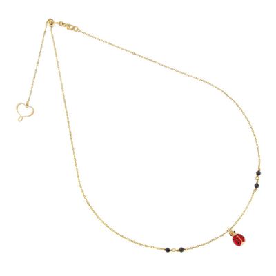 Girocollo Fortuna in argento 925 galvanica oro giallo con coccinella pendente con smalto rosso Girocollo Fortuna in argento 925 galvanica oro giallo con coccinella pendente con smalto rosso