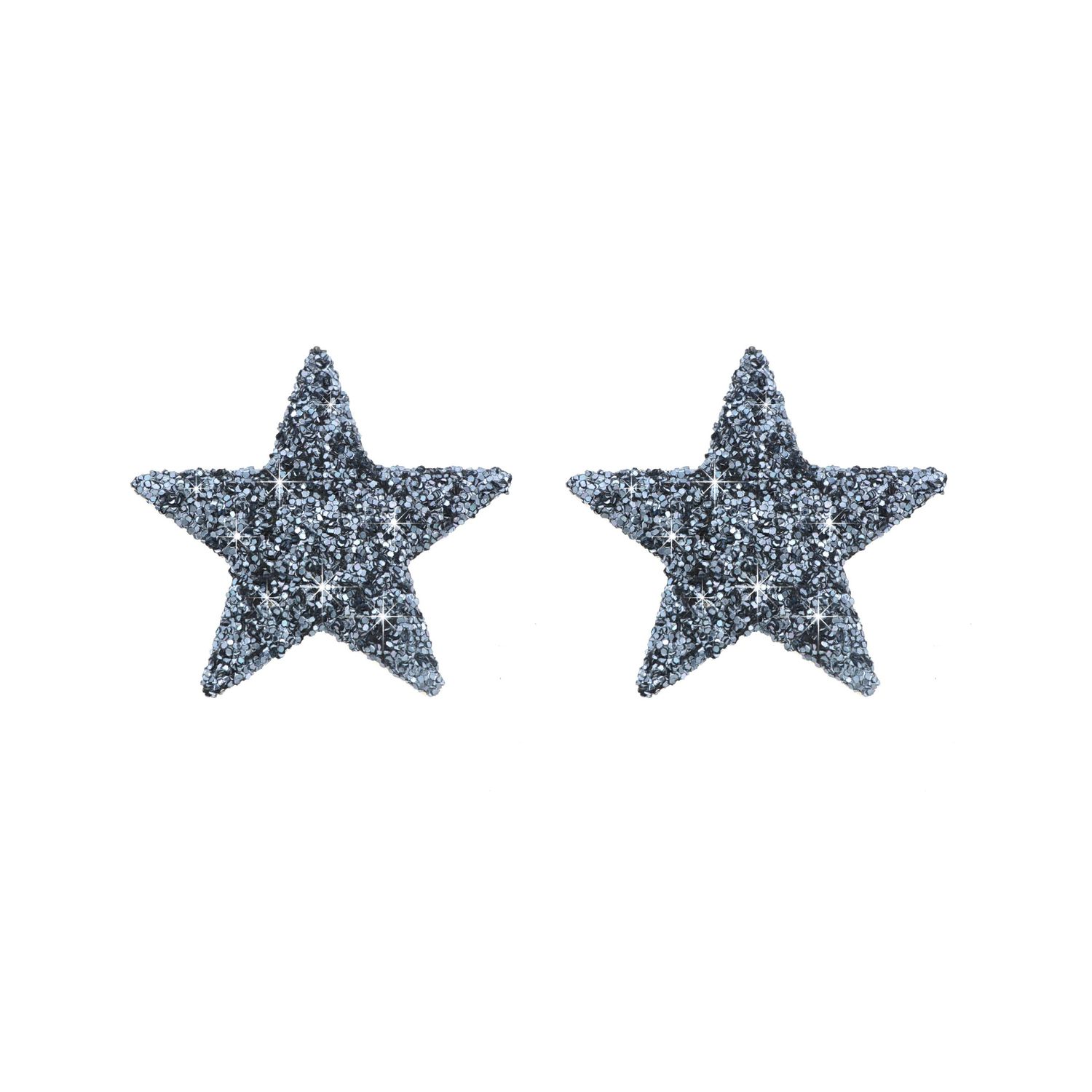 Orecchini lobo Archivio con stella smalto glitter grigio Orecchini lobo Archivio con stella smalto glitter grigio