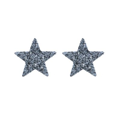 Orecchini lobo Archivio con stella smalto glitter grigio Orecchini lobo Archivio con stella smalto glitter grigio