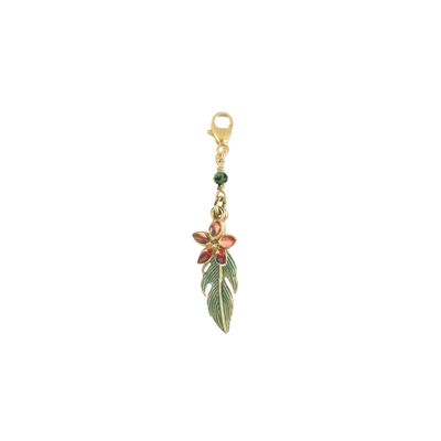 Componente Segni di Te con fiore e piuma smalto pendenti Componente Segni di Te con fiore e piuma smalto pendenti