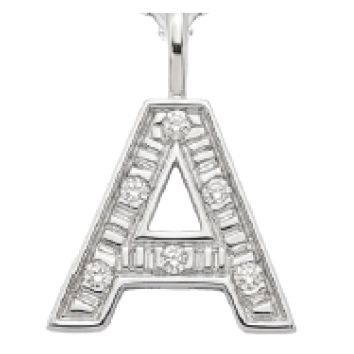 Ciondolo Iniziale oro bianco con diamanti 18 kt Ciondolo Iniziale oro bianco con diamanti 18 kt