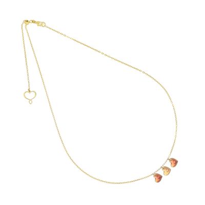 Girocollo Archivio con 3 cuori pendenti con smalto rosso Girocollo Archivio con 3 cuori pendenti con smalto rosso