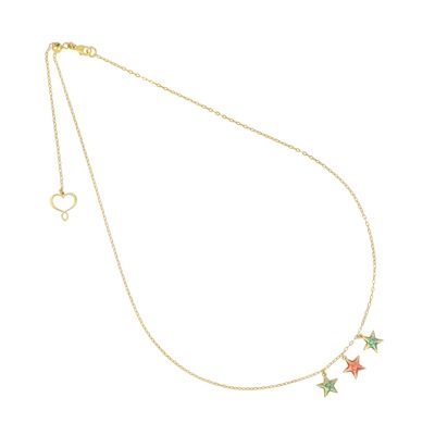 Girocollo Archivio con 3 stelle pendenti con smalto mix Girocollo Archivio con 3 stelle pendenti con smalto mix