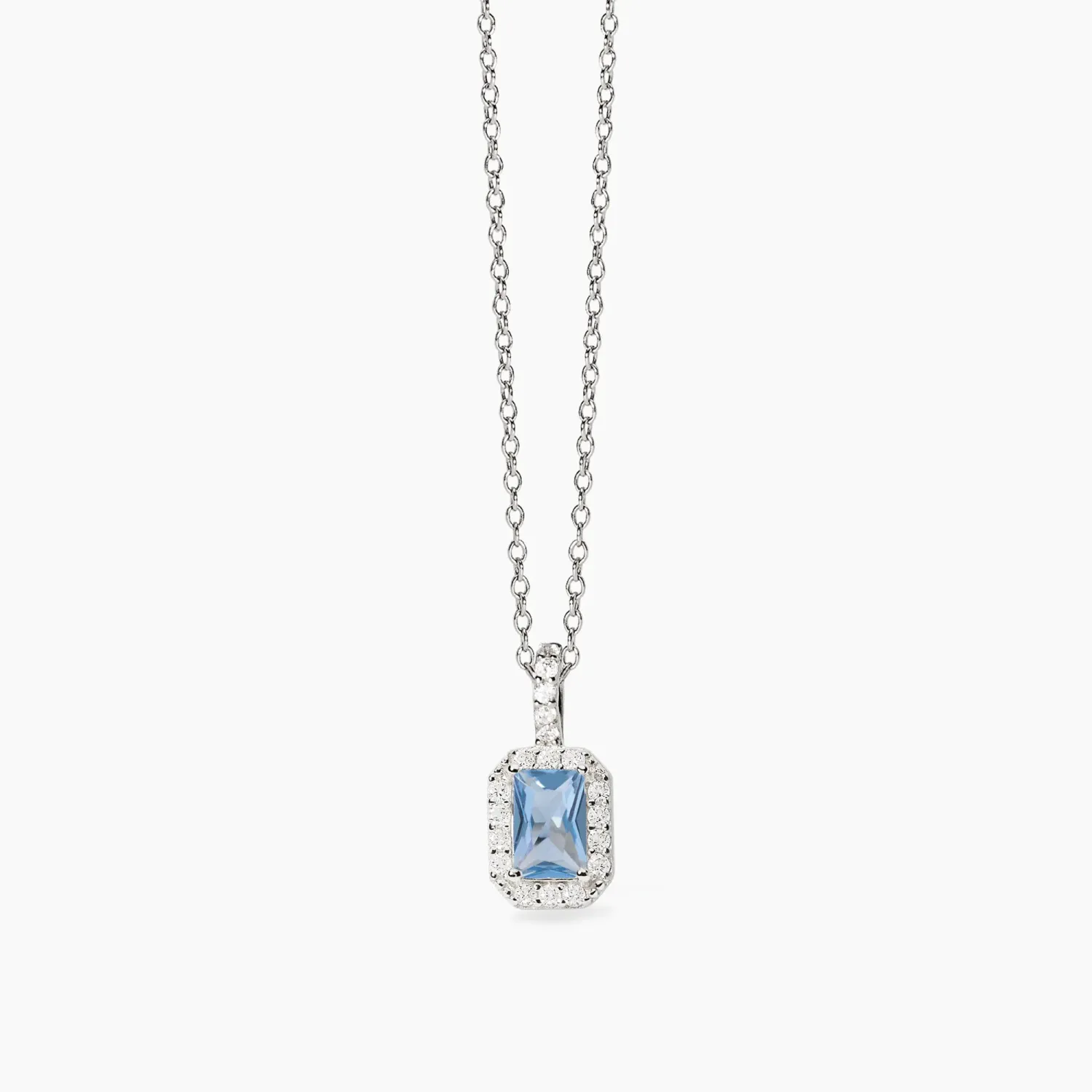 Girocollo in argento con acquamarina sintetica e zirconi taglio baguette COOL OR RÉTRO Girocollo in argento con acquamarina sintetica e zirconi taglio baguette COOL OR RÉTRO