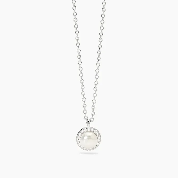 Girocollo donna in bronzo e argento con perla e zirconia MILANESIENNE Girocollo donna in bronzo e argento con perla e zirconia MILANESIENNE