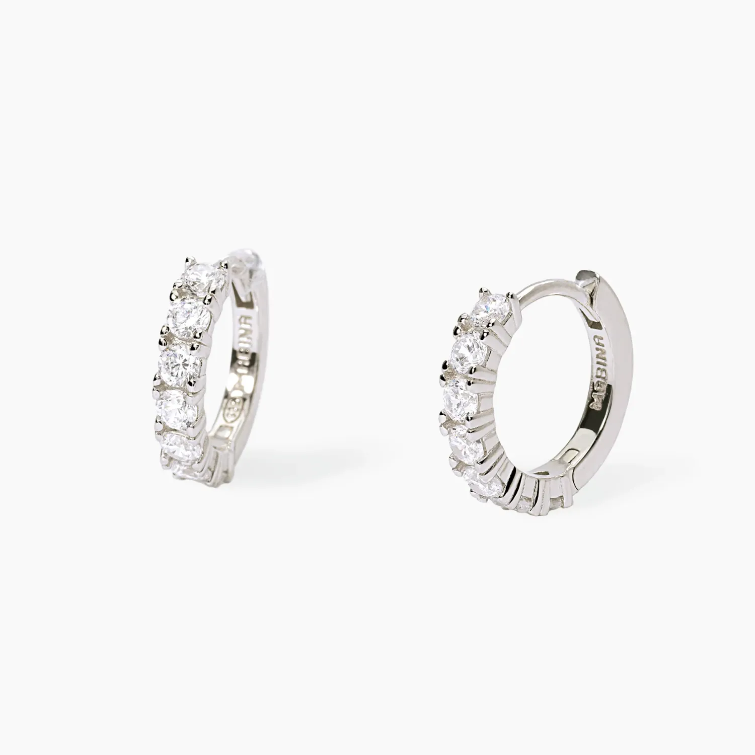 Orecchini a cerchio in bronzo e argento con zirconi SOIRÉE Orecchini a cerchio in bronzo e argento con zirconi SOIRÉE