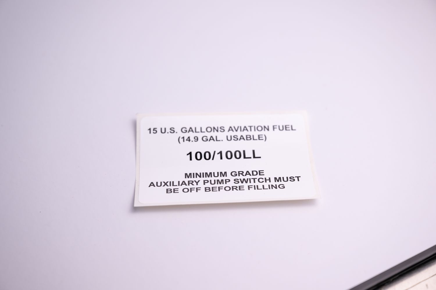 FA3330-03 (Placard, Filler, Neck, 206 F-H, 100LL)