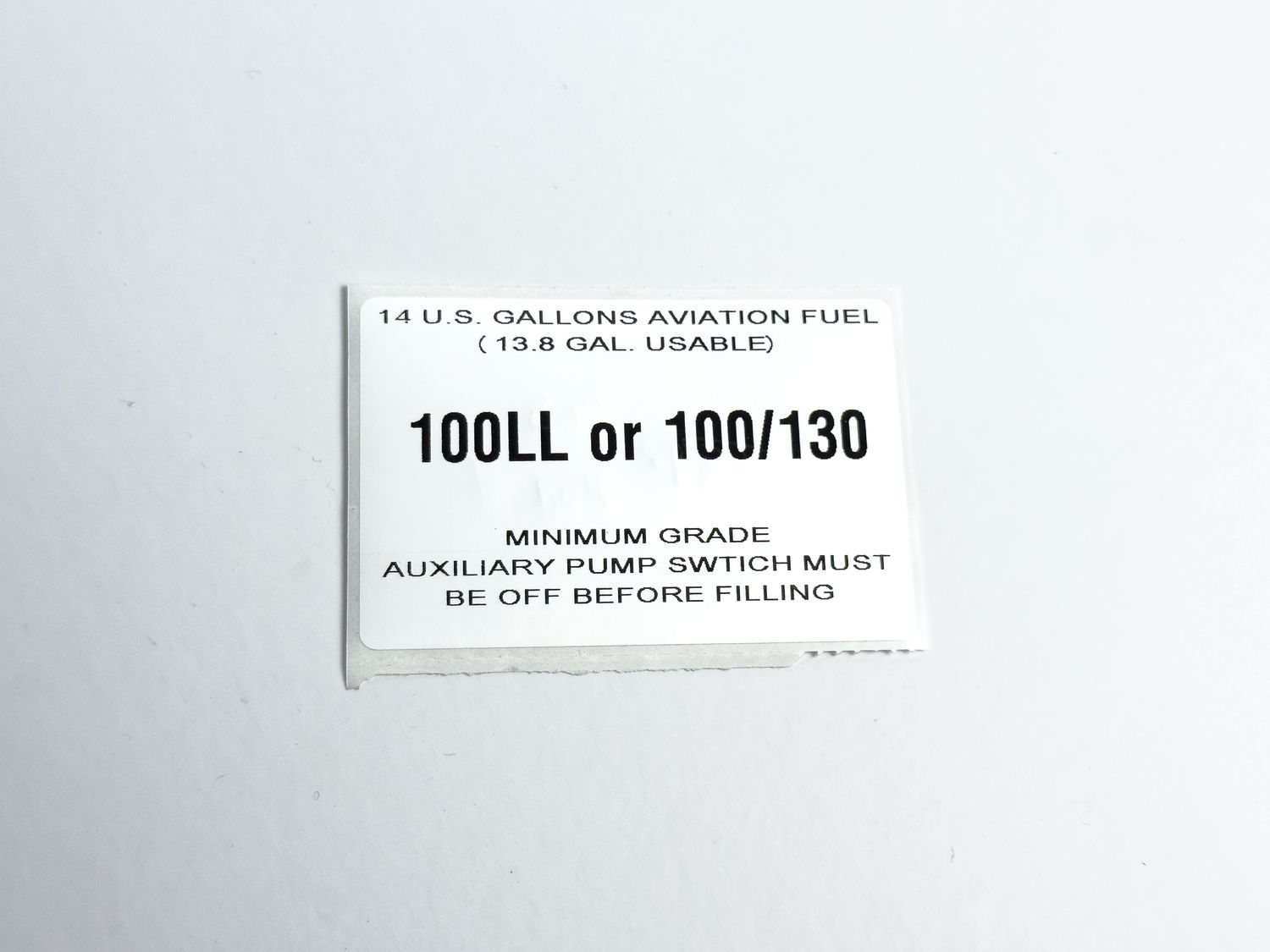 FA221-3 (Placard, Filler Neck, 185 thru E, A185E, Extended Tip, 100LL)