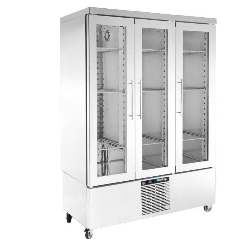 Koel-vriescombinatie met drie glazen deuren