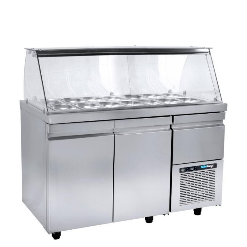 Saladekoelkast met vitrine en koelmachine
