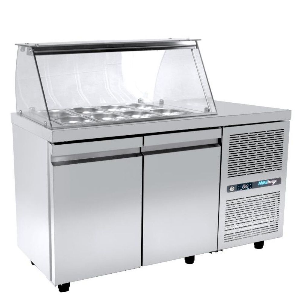 Saladekoelkast met vitrine en koelmachine