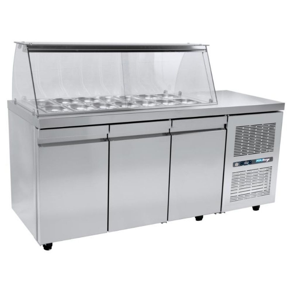 Saladekoelkast met vitrine en koelmachine