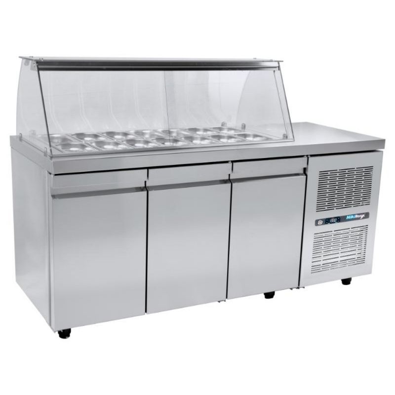 Saladekoelkast met vitrine en koelmachine
